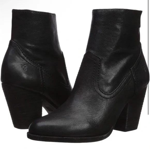 Frye Essa Bootie Black Leather Boho Western High Heel Ankle Bootie 7.5M - Picture 13 of 13